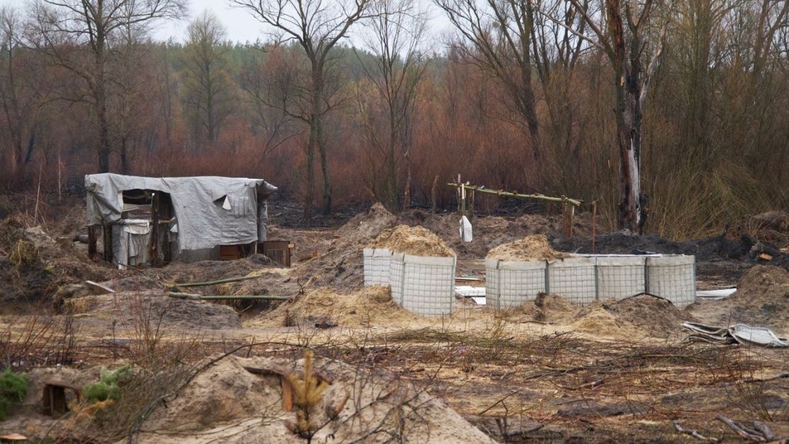 Окопи окупантів в рудому лісі